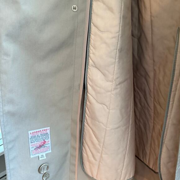 Vintage London Fog Men Double Breasted Trench Coat Beige 46 Regular Belted - Picture 6 of 8